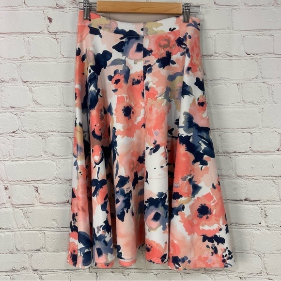Vintage floral skirt blue pink white stretchy spring skirt Easter skirt medium - Picture 8 of 10